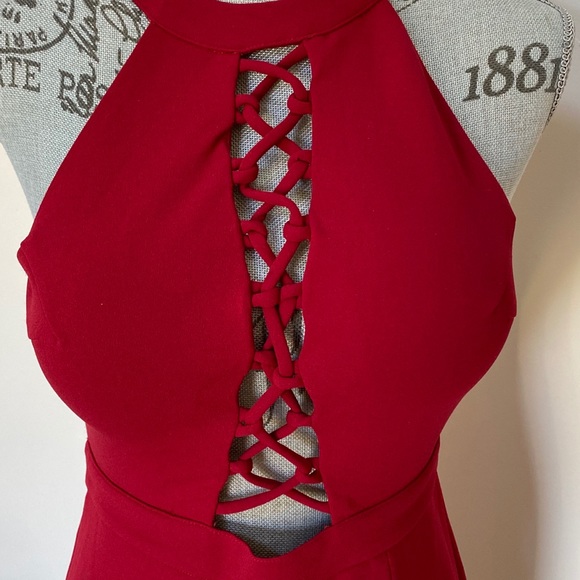 Lulus Red Hot Full Length Lace Up Gown - Picture 2 of 7